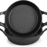 Mini Cast Iron Skillets 6.3 x 6.3 x 1.5 Inch Cast Iron Pan Small Ramekin Set Black Casserole Dish Cookware Oven Safe Mini Skillets for Kitchen Indoor Outdoor Picnic (2 Pack)