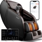 iBooMas Massage Chair Full Body, Zero Gravity SL-Track Shiatsu Massage Recliner with Shoulder Back and Leg Heat, APP Control, Foot Roller, Bluetooth, Airbags, Body Scan(Brown+Black)