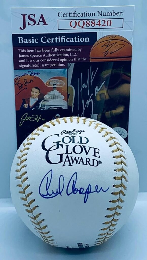 Cecil Cooper Milwaukee Brewers signed Glove Baseball Ball autographed JSA – Autographed Baseballs