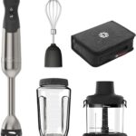 Vitamix 5-Speed Immersion Blender 5-Piece Bundle, 625-Watt Motor, One-Handed Operation, 5 ft cord, includes Mini-Chopper, Blending Jar, Whisk Attachment & Storage Case, Stainless Steel/Black