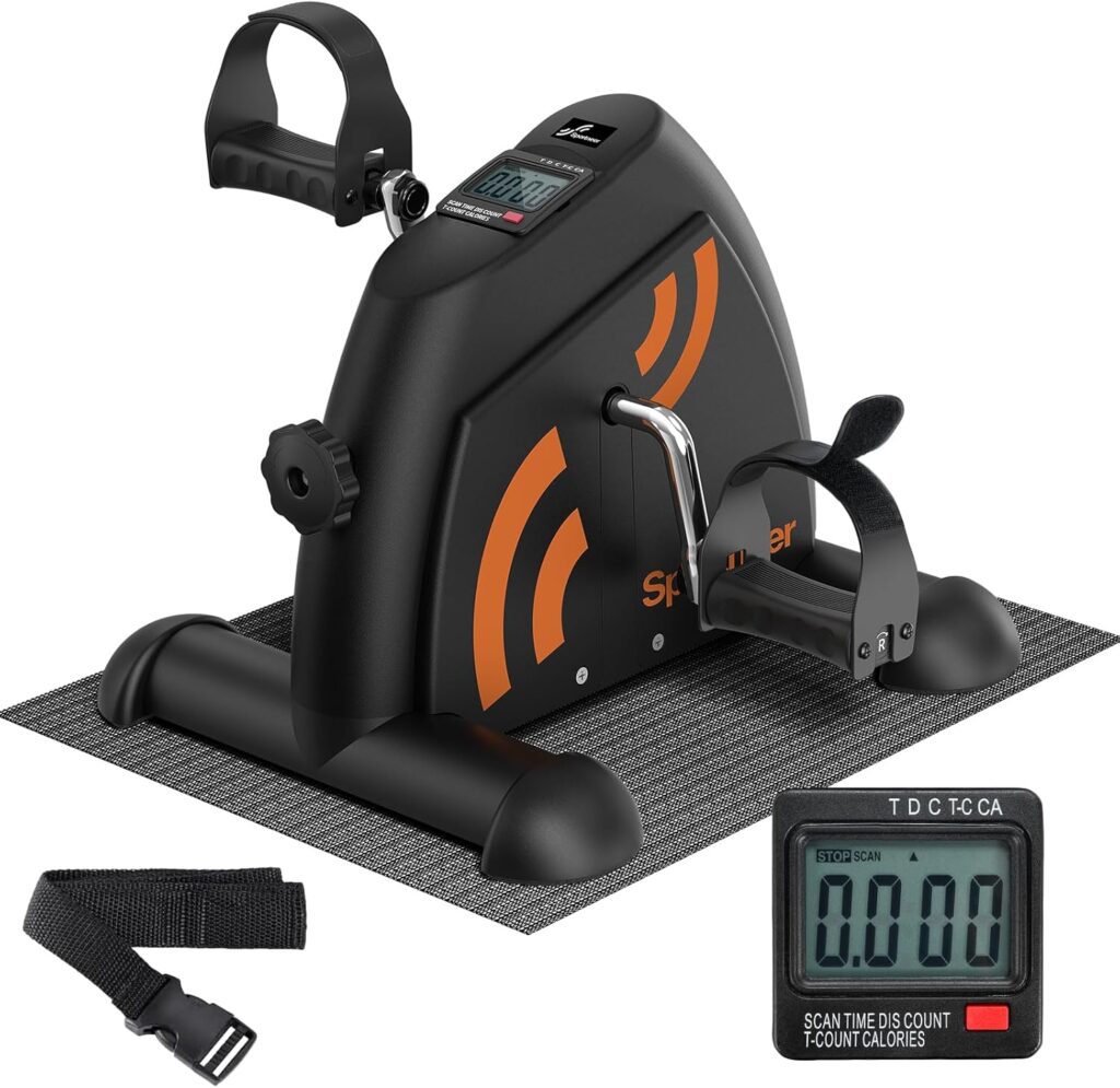 Sportneer Under Desk Bike Pedal Exerciser: Mini Exercise Bike Portable Peddler Sitting for Seniors with LCD Display Arm & Leg Bike Pedals Exerciser with Anti-Skid Mat for Home Office