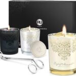 Luxury Scented Candle Gift Set – 3 Crystal Soy & Beeswax Aromatherapy Candle with Snuffer Lid & Wick Trimmer,7oz/each | Floral & Citrus Scents, Candles for Women, candles for home Scented & Relaxation