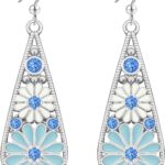 Handmade Bohemian Tribal Retro Copper Crystal Teardrop Dangle Drop Earrings National Style Geometry Colorful Enamel Flower Hook Earrings for Women