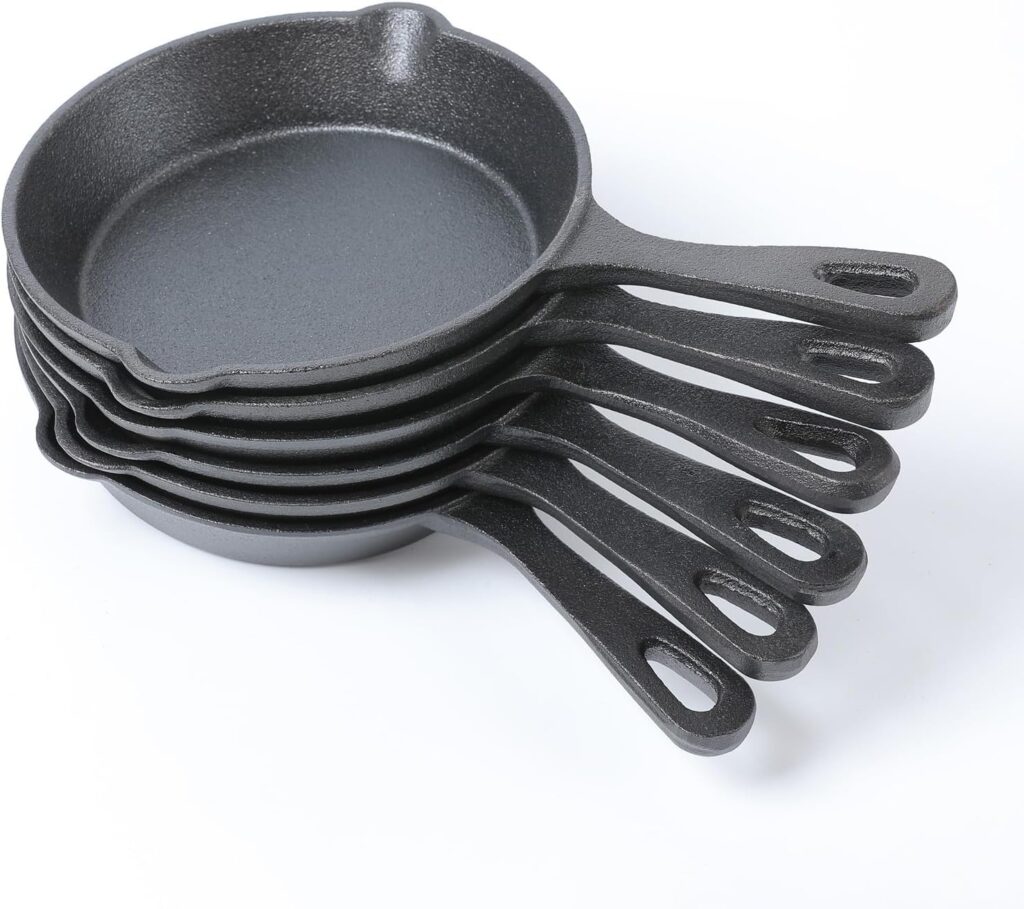 HAWOK DIA.6 inch Round Mini Skillet Black Pack of 6…