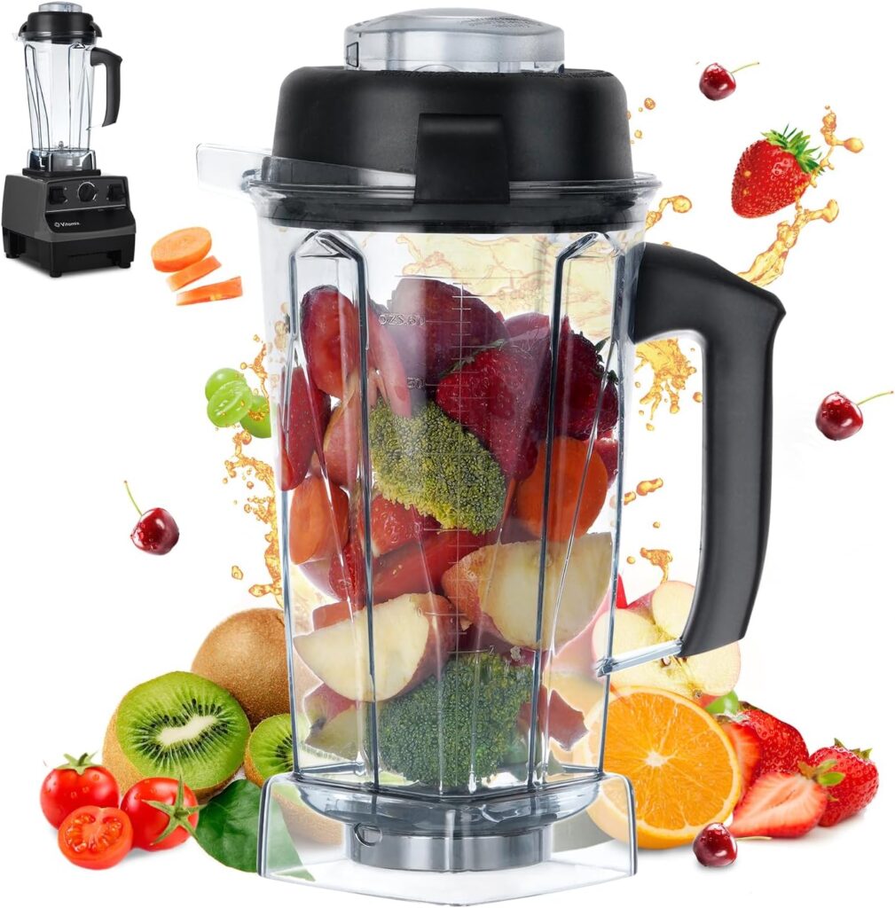 For Vitamix Blender Pitcher 64oz，Replace vitamix Blender Container Cup 5200 5000 6500 7500 Pro500 750 Vita-Prep Vm0101 Vitamix 5200 Replacement Pitcher，5 Yr Warranty