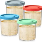 16OZ Containers Replacement for Ninja Creami Pints and Lids – 4 Pack, Compatible with NC300 NC299AMZ NC290 Series Ice Cream Maker