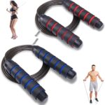 Jump Rope for Women Men Kids, Adjustable Skipping Rope with Ball Bearings, Professional Jumping Rope with Foam Handles, Tangle-Free Rapid Speed Jump Ropes for Fitness Workout Boxing Exercise