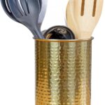Darware Hammered Gold Kitchen Utensil Holder / 7-Inch Tool Caddy, Store All Your Wooden Spoons, Spatulas, & More
