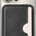 Handcrafted Italian Leather Card Wallet – [Compatible with MagSafe] – [Slim and Strong Magnetic] – [2-Card Holder] – for iPhone 16/15/14/13/12 Series – Graphite Black