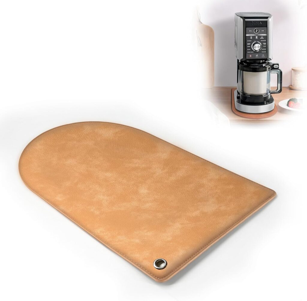 Sliding Mat for Ninja NC501/NC500 CREAMi Ice Cream and Frozen Treat Maker – PU Leather Countertop Protector with Non-Slip Base, Easy Machine Movement & Scratch Protection (Camel Beige, 1PCS)