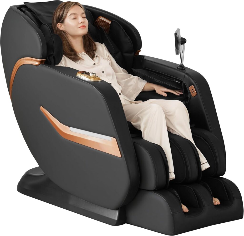 4D Zero Gravity Massage Chair Recliner, SL-Track Shiatsu Massage Chair Full Body with Voice Control,Body Scan,Waist Heating,Bluetooth,Foot Rollers,32 Airbags&Extended Footrest (Gray)