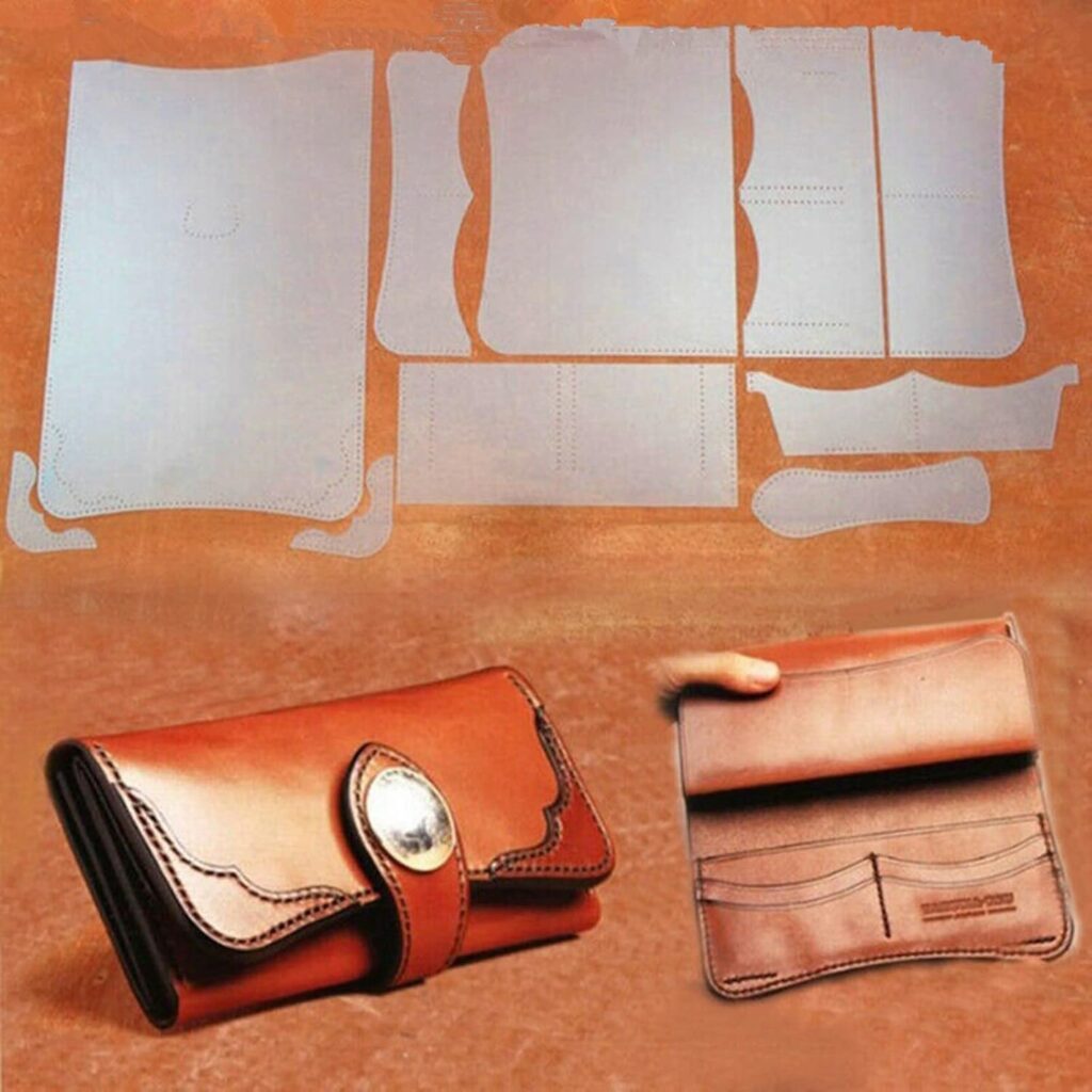 PVC DIY Women Wallet Leather Stencil Pattern Leather Craft Sewing Template Set