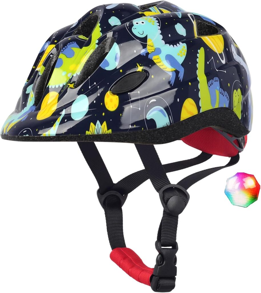 Kids Toddler Bike Helmet, Adjustable Boys Girl Helmets from Baby to Children(Age 1-8), Multi Sports for Bicycle Skate Scooter with LED Light