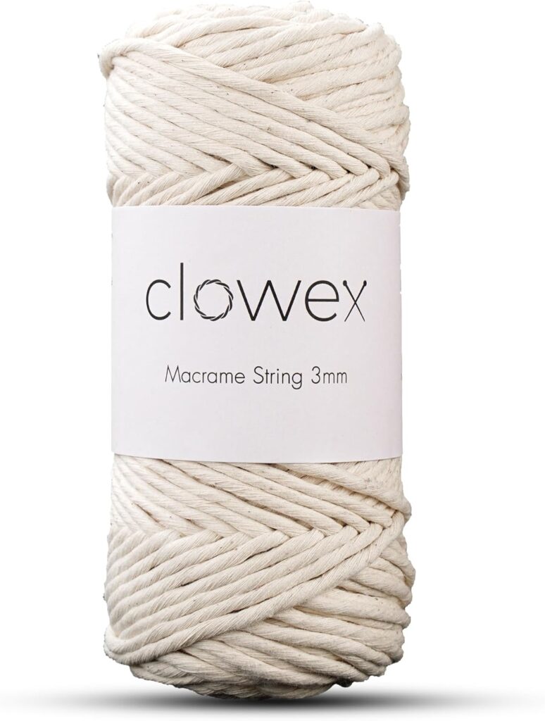 Single Strand Cotton Macrame String 3mm x 328 Yards, Natural Cotton Macrame Cord, Ecru Soft Craft Rope for Wall Hanging, Plant Hanger, Macrame Bag, Decorations and Knotting (2.2, Pounds)
