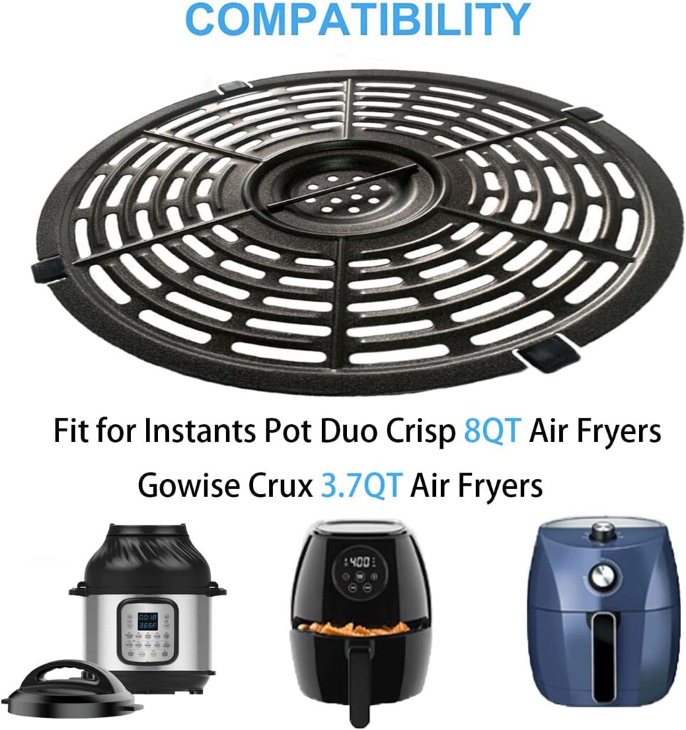 Upgraded 8QT Air Fryer Crisper Tray for Instants Pot Duo Crisp Air Fryers, 3.7QT Double-layer Coating Air Fryer Grill Pan Plate, Broil Tray, Dehydrate Tray for Gowise Crux Air Fryers, Nonstick