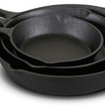 Jim Beam HEA Set of 3 Pre Seasoned Cast Iron Skillets with Even Distribution and Heat Retention-6″ 8″ 10″, 10”, Black,JB0195