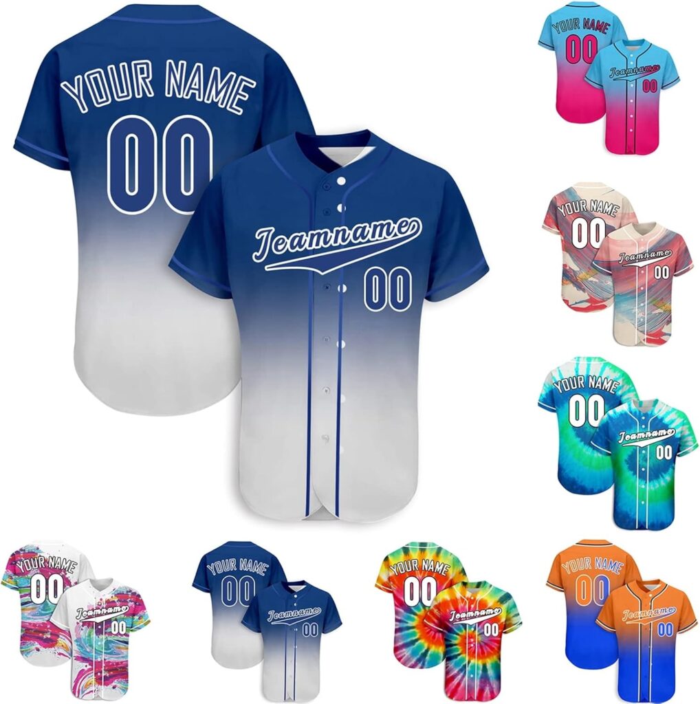 Custom Baseball Jersey Men Button Down Personalized Tee Shirt Sports Fans Print Name Numbers for Women/Kids
