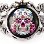 Pink Sugar Skull Ring – Day of the Dead Rockabilly Tattoo Handmade Artisan Ring