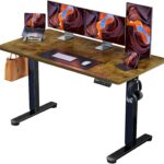ErGear Height Adjustable Electric Standing Desk, 55 x 28 Inches Sit Stand up Desk, Large Memory Computer Home Office Desk with Two-Piece Desktop (Vintage Brown)