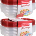 Rubbermaid Take Alongs Food Storage Container, 4-Cup Rectangle, Set of 12, (12 Pack), Red