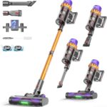 AlloyMove Cordless Vacuum Cleaner, 550W 50KPA 80Mins Self-Standing Cordless Vacuum for Home, With Wall Mount Charging/LED Display/Anti-Tangle Brush Stick Vacuum for Carpet/Pet Hair/Hardwood Floor, A05