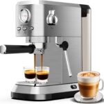 Coffee Espresso Machine 20 Bar, Cappuccino Coffee Makers with Milk Frother and Removable Water Tank, Stainless Steel Expresso Machines for Home
