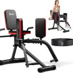 Hip Abductor Machine for Home Gym, 4-Level Thigh Exercise Equipment w/ Bonus Resistance Band | Compact Plush Padding Glute Machine, Booty Builder & Thigh Toner for Women Men