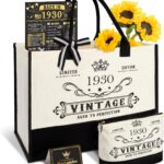 95th Birthday Gifts for Women Canvas Tote Bag Travel Gear, Unique 95 Years Old Birthday Gifts for Mom Wife Aunt Friends Her, Vintage 1930 Handbag & Cosmetic Bag & Back in 1930 Poster