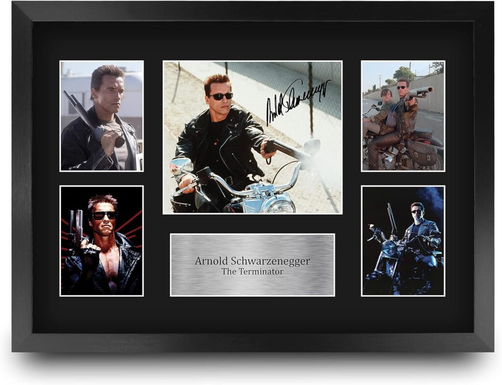 HWC Trading Arnold Schwarzenegger Terminator 16 x 12 inch (A3) Printed Gifts Signed Autograph Picture Display for Movie Memorabilia Fans – 16″ x 12″ Framed