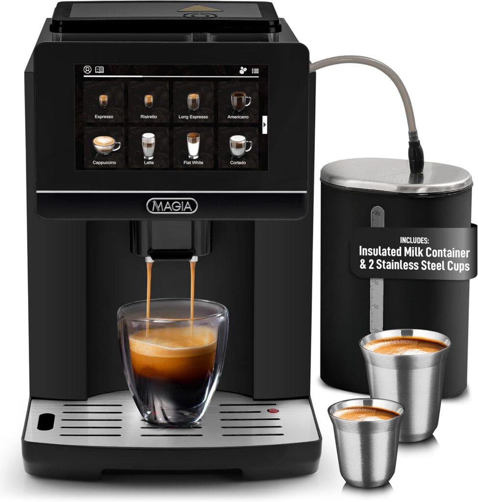 Zulay Magia Super Automatic Espresso Maker Machine with Grinder – 19 Fully Customizable Coffee Options, Auto Cleaning, Milk Foam System – for Latte, Cappuccino, Macchiato – Ultra LUX – Black