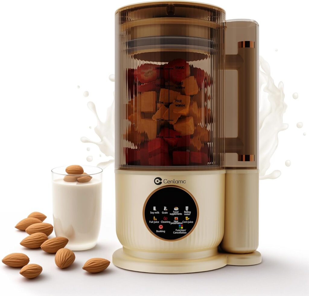 Nut Milk Maker,50oz Automatic Homemade Almond,Soy,Oat,Plant-Based Milk,Juicer,with Soundproof Cover/24H Timer/12 Blades/Boil water,White