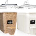 Shazo 2 PC (11L | 372 oz) Flour Sugar Storage Containers with Easy Carry Handle – Plastic Extra Large Food Storage Containers with Lids for Rice Cereal, BPA Free & Airtight Kitchen Pantry Organization