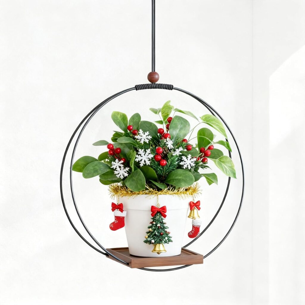 Hanging Planters for Indoor Plants: Macrame Plant Hanger with Sturdy Wood Base, Wall Ceiling Window Decor for Home Garden Patio Office, Housewarming Gift (Pot/Plant Not Included)