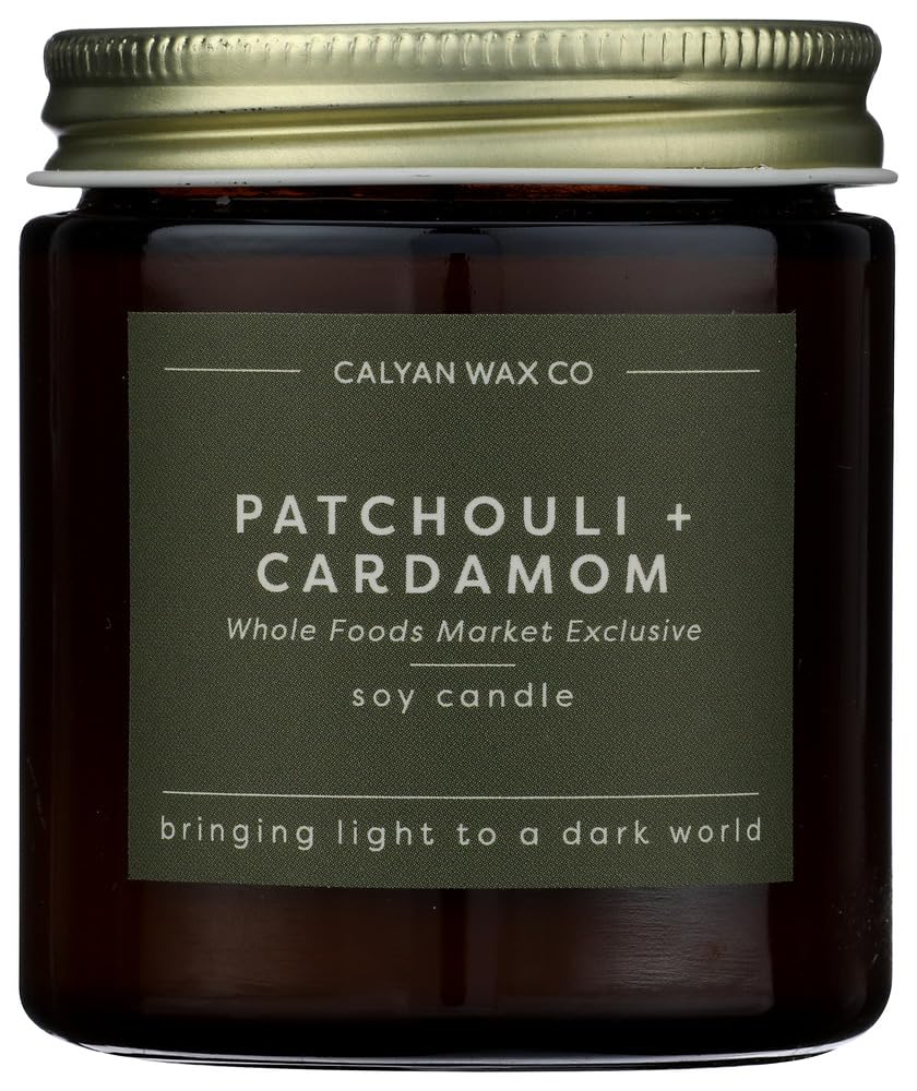CALYAN WAX CO. Patchouli Cardamom Mini Amber Jar Soy Candle, 3.1 OZ