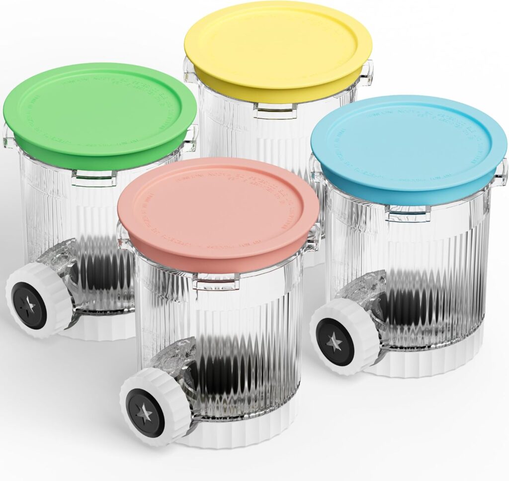 4 Pack for Ninja Creami Swirl Pints and Lids Compatible with Ninja NC700 Series, NC701, NC701C, Creami Containers for Swirl Ice Cream & Soft Serve Makers, Dishwasher Safe, BPA-Free, Mix Color Lids