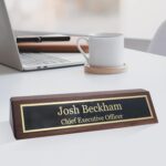 Business Wood Name Plate for Desk | Custom Desk Name Plate Personalized Gift for Office, The Perfect Engraved Name Plaque By Engraving International (2″ x 10″, Walnut Wood)