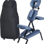 Professional Portable and Lightweight Tattoo/Massage Chair by Master Massage – Folding Aluminum Frame with Adjustable Features and Wheeled Carrying Case, Blue