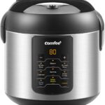 COMFEE’ Compact Rice Cooker, 6-in-1 Stainless Steel Multi Cooker, Slow Cooker, Steamer, Saute, and Warmer, 2 QT, 8 Cups Cooked(4 Cups Uncooked), Brown Rice, Quinoa and Oatmeal, 6 One-Touch Programs