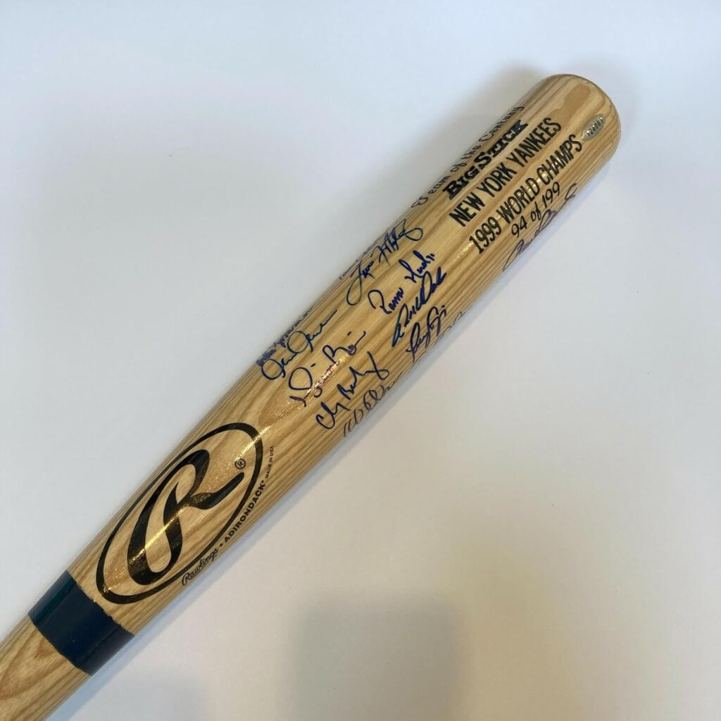 1999 New York Yankees World Series Champs Team Signed Bat Derek Jeter Steiner – Autographed MLB Bats