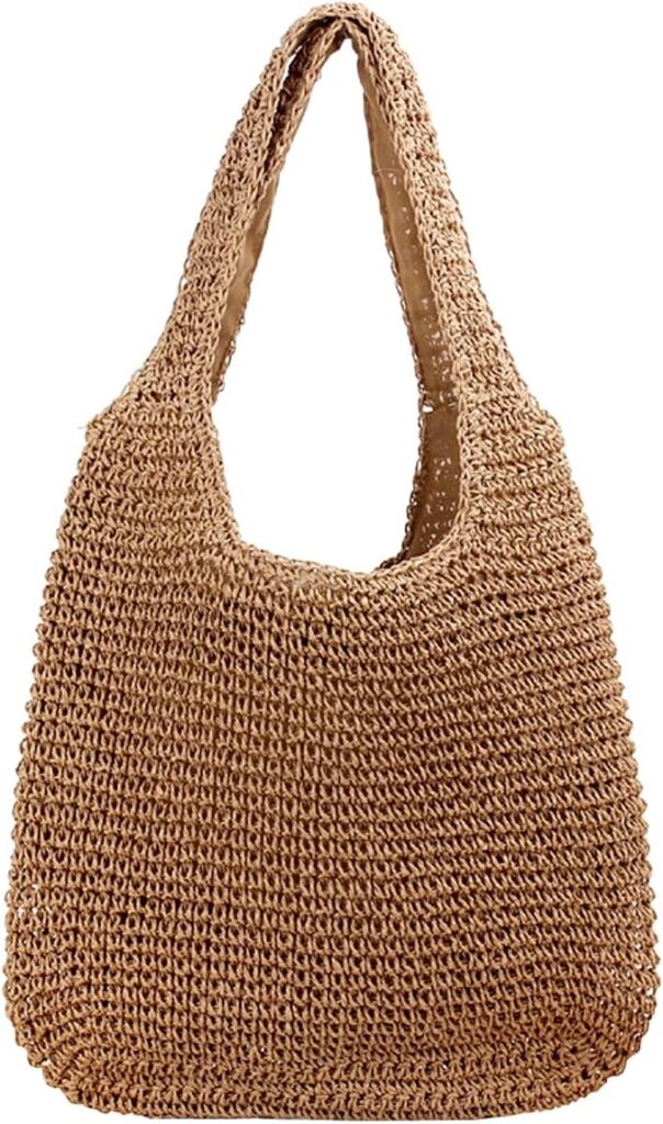 Straw Beach Bags for Women Summer Woven Beach Tote Bag Handmade Shoulder Handbags Purse for Vacation Holiday Gift 2025