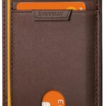Buffway Slim Wallet for Men Women Minimalist Small Leather Front Pocket Wallets with RFID Blocking and Gifts Box – Bassa Coffee