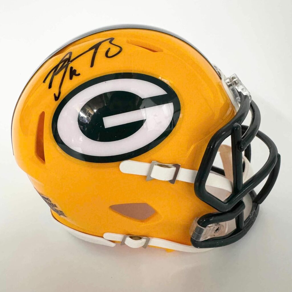 Autographed/Signed Aaron Rodgers Green Bay Packers Football Speed Mini Helmet Steiner Sports COA