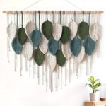 KHOYIME Macrame Wall Hanging Large Boho Home Decor, Bohemian Leaves Tapestry Modern Handmade Yarn Woven Feather Leaf Chic Wall Art Decorations for Bedroom Living Room Nursery Backdrop 39″ W X 29.5″ L