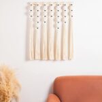 RUIZHIXUAN Macrame Wall Hanging Macrame Ball Wall Hangings Tapestry Cotton Textile Boho Wall Decor Art Bohemian headboard Handwoven 23.6″ Wx30 L (white)