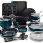 Blue Diamond 20 Piece Cookware and Bakeware Set, Diamond Infused PFAS-Free Ceramic Nonstick Pots and Pans, Durable Nontoxic Metal Utensil Safe & Scratch Resistant, Dishwasher & Oven Safe, Green