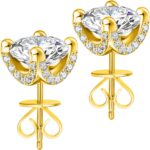 ABSOLUTE Moissanite Earrings Studs for Womens 2 Carat S925 Sterling Silver Stud Earrings D Color VVS1 Clarity