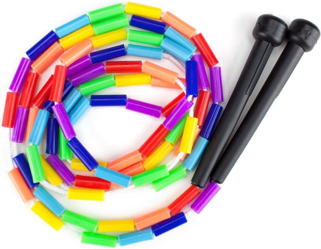 K-Roo Sports K-Roo Sports Rainbow Jump Rope with Plastic Beaded Segmentation, 7-Foot