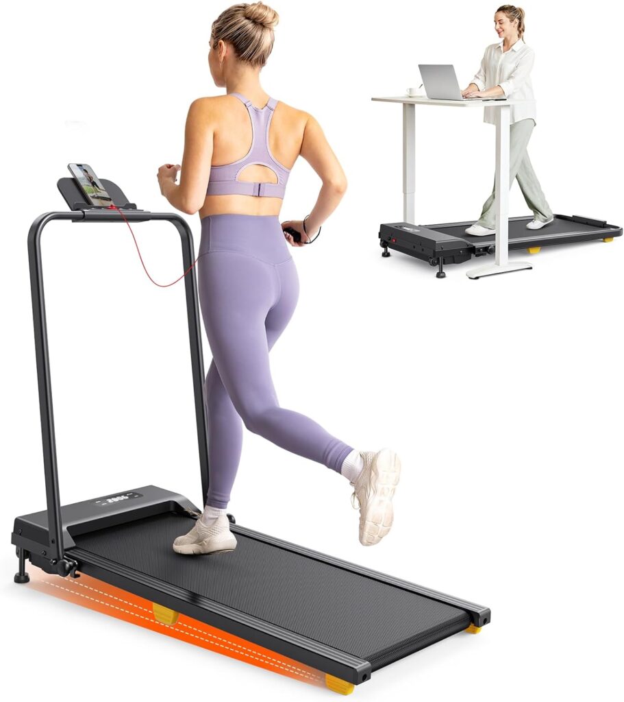 Incline Walking pad with Handle Bar, 3-in-1 Under Desk Treadmill for Home and Office, 2.5 HP Foldable and Portable Walking Jogging Running Machine with Remote Control and LED Display