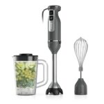 Ninja Immersion Blender and Whisk, Hand Stick Blender, 4 speeds, with SplatterShield and PanProtect, 4-Cup Blending Vessel, Dishwasher Safe, 5-ft Cord, Ergonomic, Dark Gray, CI201GY