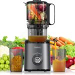 ​Budsom Cold Press Juicer Machine: 300W Slow Masticating Juicer for Whole Fruits & Vegetables, 5.3″ Wide Feed Chute, High Juice Yield, Easy to Clean, Quiet 55 RPM, Juice Extractor for Home & Kitchen